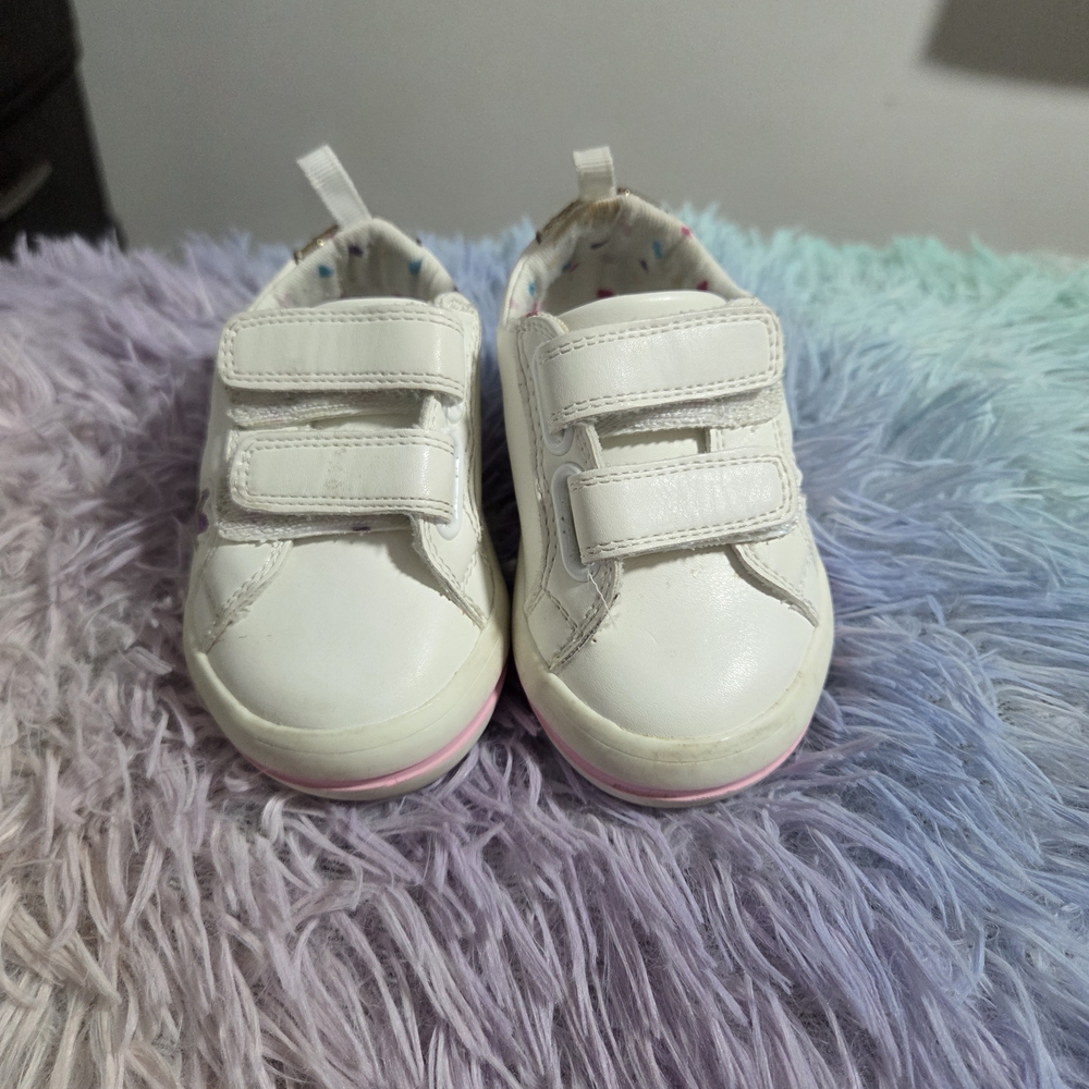 Wonder Nation White Sneakers with Pink Trim